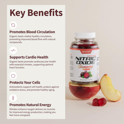 Snap Supplements Nitric Oxide Beet Root Gummies - Support Healthy Blood Circulation Snap SupplementsBuy Supplements Australia