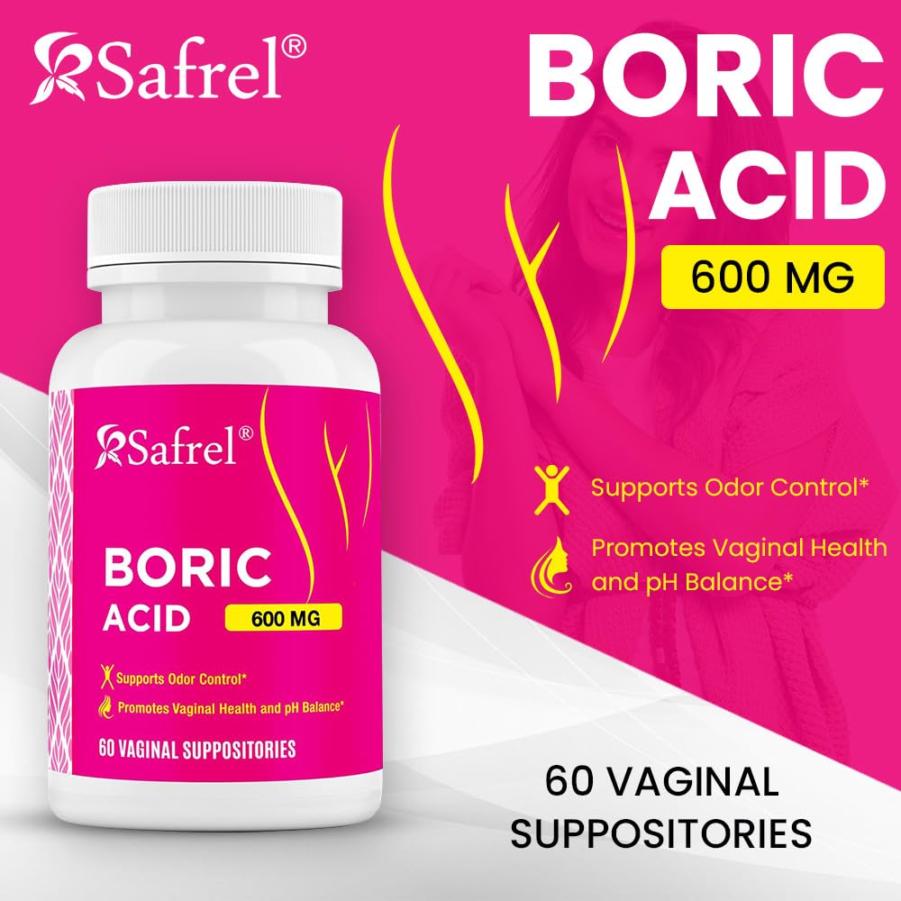 Safrel Boric Acid Vaginal Suppositories - 60 Count (1-Pack) – 100% Pure USA-Made, Supports Intimate SafrelBuy Supplements Australia