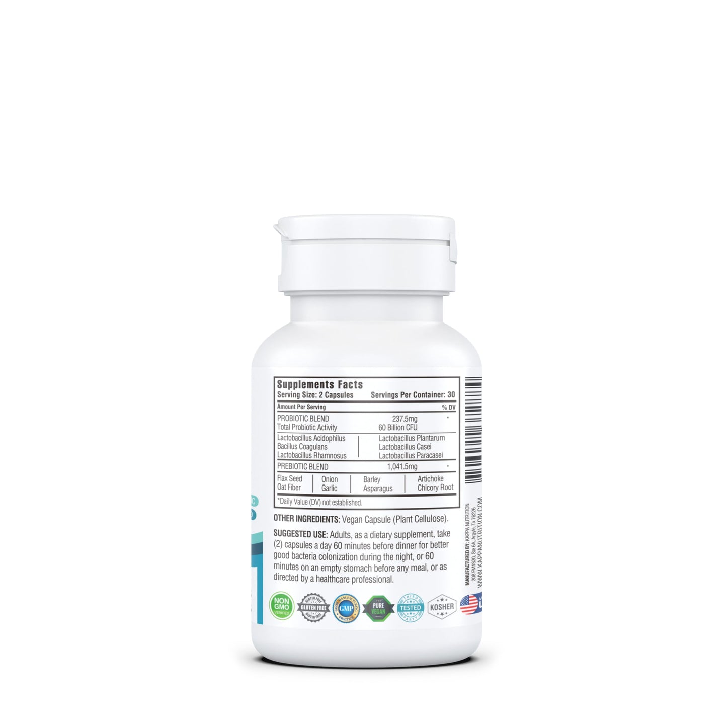 KAPPA NUTRITION Probiotic 60 Billion CFU 14 in 1 Formula with Prebiotics & Acidophilus for Women, Men & Adults, Shelf Stable, Acid Resistant