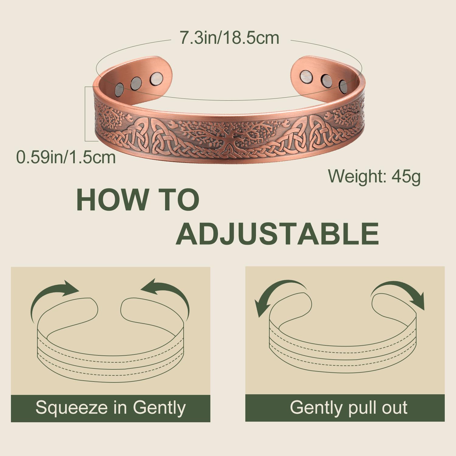 MagEnergy Magnetic Copper Bracelet for Men Life of Tree, 99.99% Pure Copper Bangle MagEnergyBuy Supplements Australia