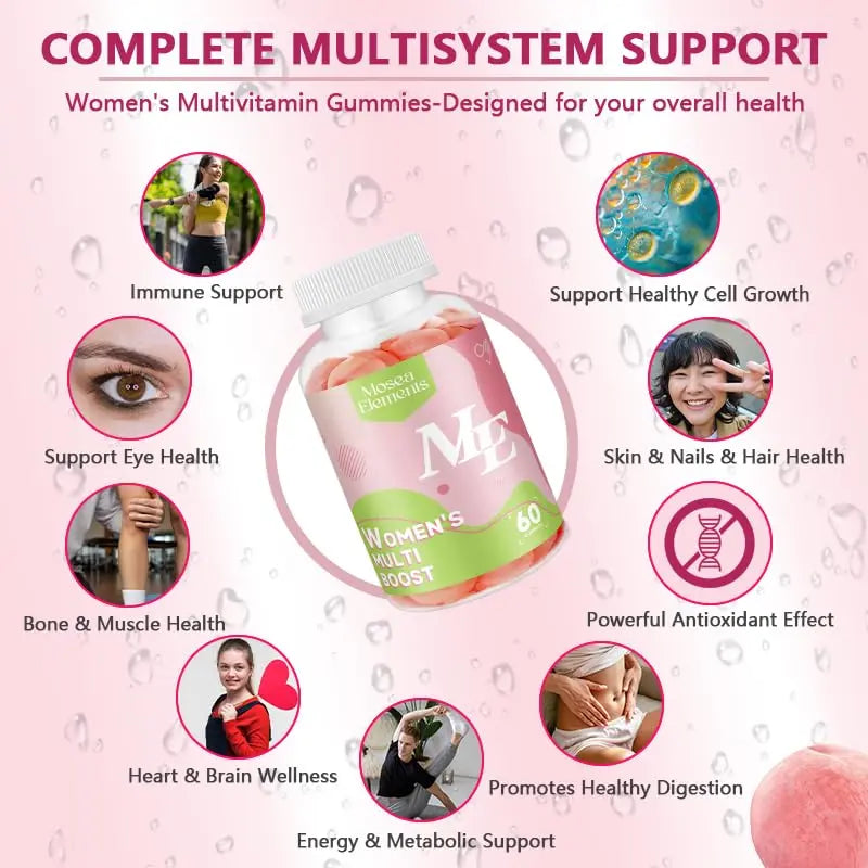 Methylated Multivitamin for Women Gummies，Inositol, Folate, Vitamins A C D3 E B12 K2, Herbal & Mineral Blend, Daily Vegan Gummy MOSEA ELEMENTSBuy Supplements Australia