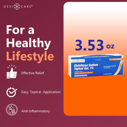 Topical Arthritis Pain Relief Gel Diclofenac Sodium 1% (NSAID) by GeriCare- Hand Wrist Elbow Foot Ankle Knee Extra-Strength Arthritis Pain Reliever- Anti-inflammatory Arthritis Pain Treatment- 3.53oz GeriCareBuy Supplements Australia