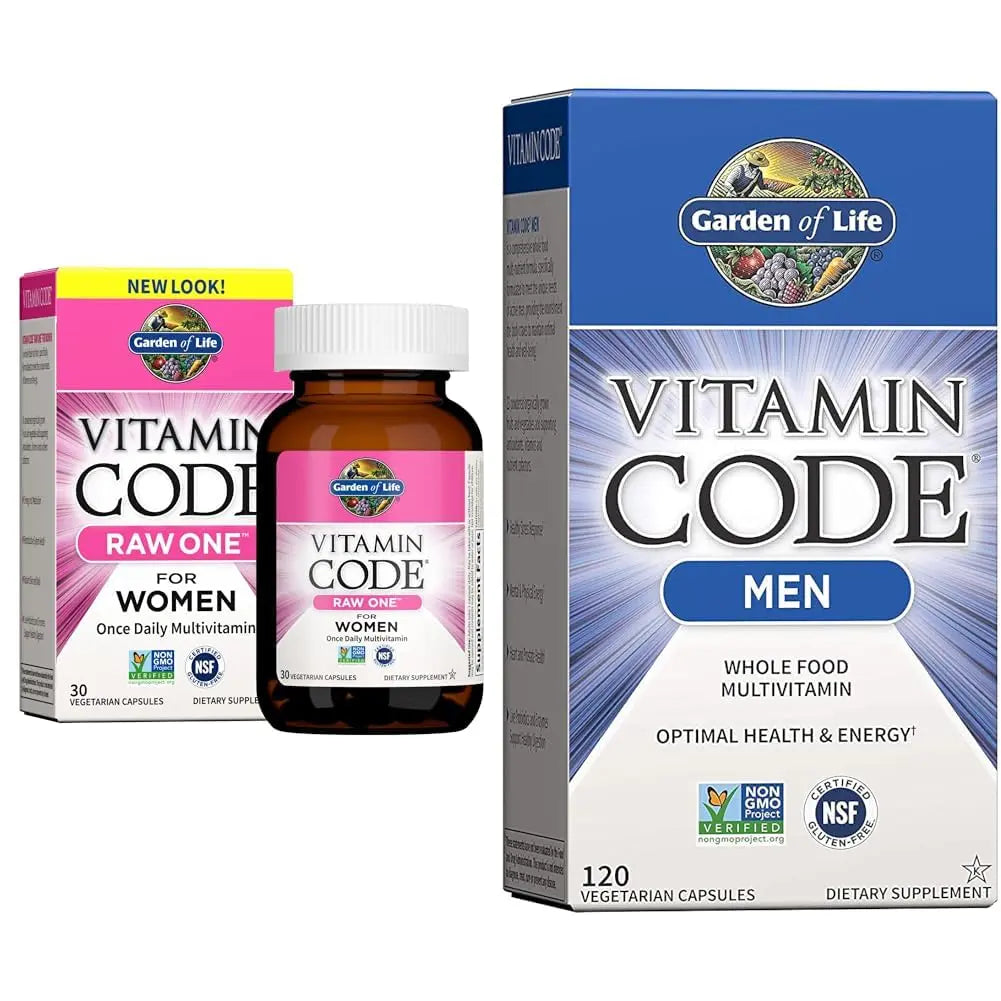 Garden of Life Women's and Men's Whole Food Multivitamins, Vitamin Code Raw One 30 Count and Vitamin Code 120 Count Garden of LifeBuy Supplements Australia
