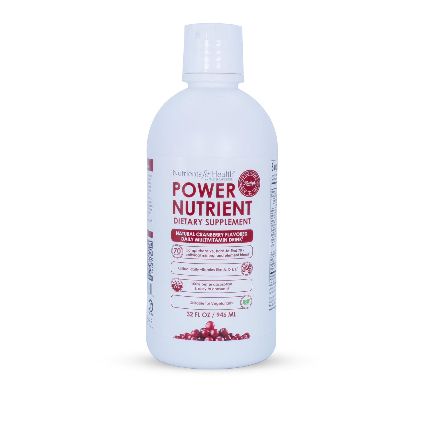 Rawleigh Power Nutrient: 32 fl oz for 1 Month - Cranberry Flavor, Daily Multivitamin Liquid Supplement for Men, Women with VIT. A - zinc & 70 Colloidal Trace Minerals, Vegetarian-Friendly, GMO Free RawleighBuy Supplements Australia
