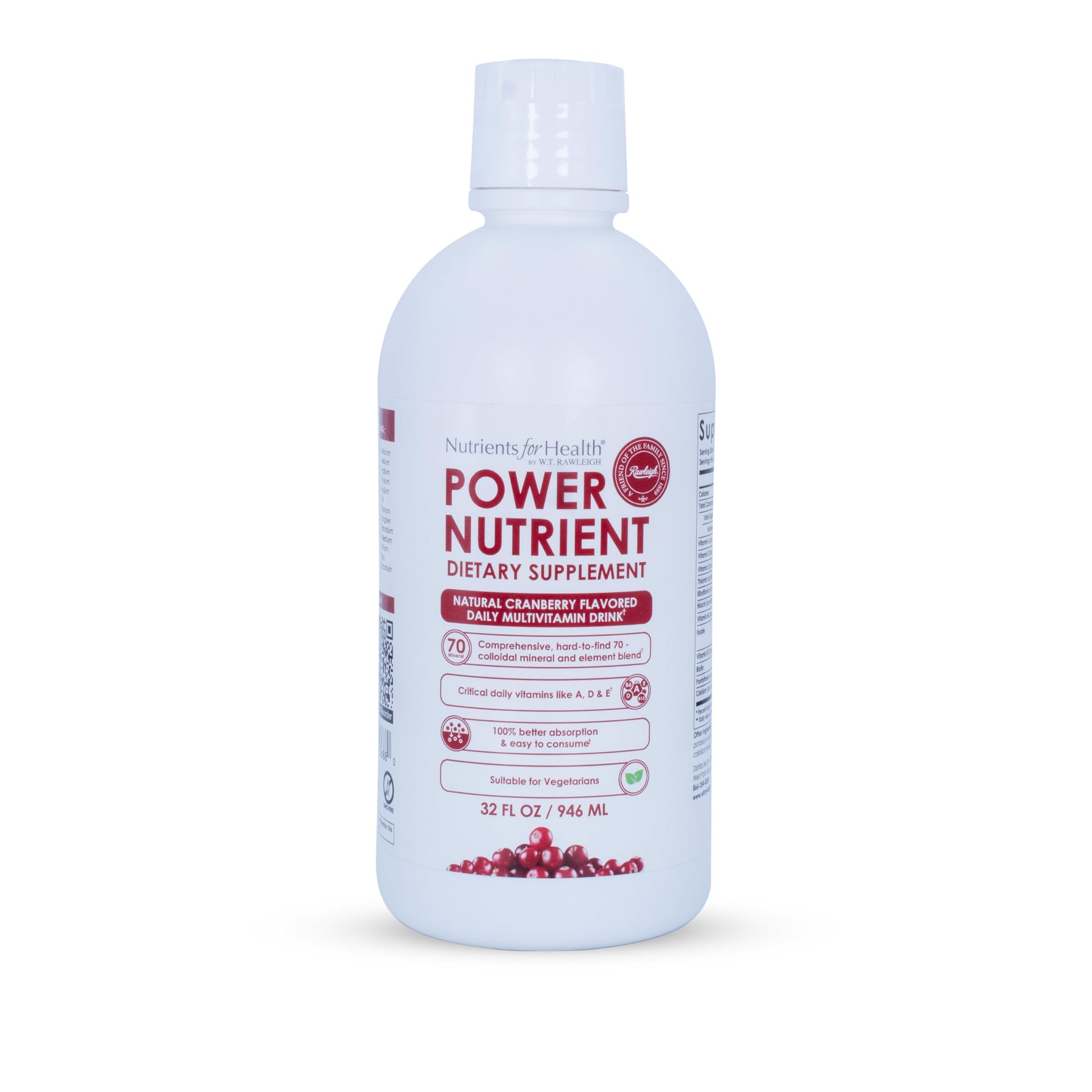 Rawleigh Power Nutrient: 32 fl oz for 1 Month - Cranberry Flavor, Daily Multivitamin Liquid Supplement for Men, Women with VIT. A - zinc & 70 Colloidal Trace Minerals, Vegetarian-Friendly, GMO Free RawleighBuy Supplements Australia
