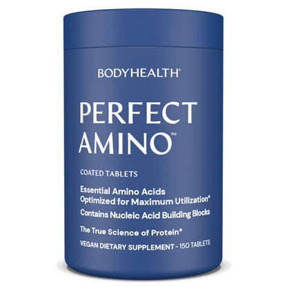 BodyHealth PerfectAmino (150 ct) Easy to Swallow Tablets, Essential Amino Acids Supplement with BCAAs, Vegan Protein for Pre/Post Workout & Muscle Recovery with Lysine