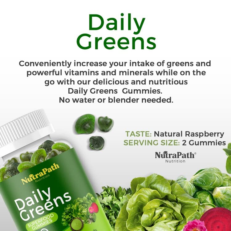 Superfood Daily Greens Gummies - Fruits, Veggies, and Super Foods for Immunity, Energy - 60 Gummies NutraPathBuy Supplements Australia