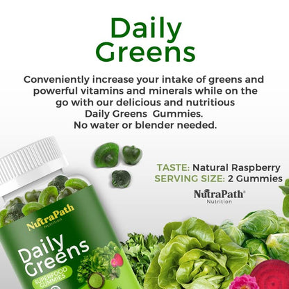 Superfood Daily Greens Gummies - Fruits, Veggies, and Super Foods for Immunity, Energy - 60 Gummies NutraPathBuy Supplements Australia