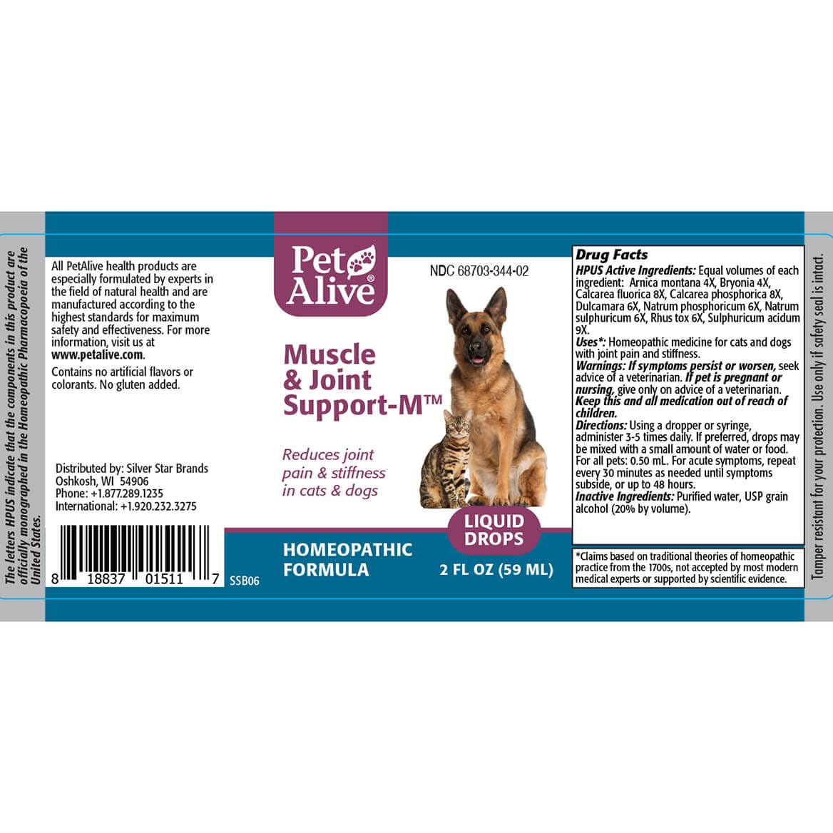 PetAlive Muscle and Joint Support-M - Natural Homeopathic Formula for Joint Pain and Stiffness in Pets - Supports Joint Health and Movement in Dogs and Cats - 59 mL PetAliveBuy Supplements Australia
