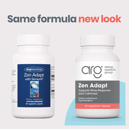 ARG Zen Adapt - 200 mg L-Theanine, 125 mg Ashwagandha & 550 mg GABA - Supports Stress Response and Calmness - Vegetarian Capsules - Hypoallergenic Formula - 30 Servings - 60 Capsules Allergy Research GroupBuy Supplements Australia
