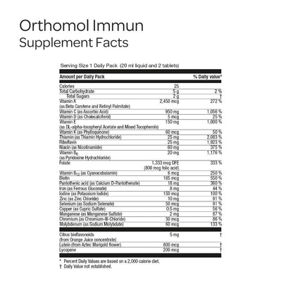 Orthomol Immun, Immune Support Vials for Adults with Vitamin C, Zinc, Selenium, Iodine, Vitamin D, E, A ,B, Calcium, 25+ Immune Boost Nutrients, 1 Serving Per Day for Daily Health (30 Day Supply) OrthomolBuy Supplements Australia