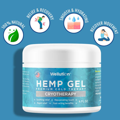 WELLUTION Cryotherapy Hemp Gel – Gentle Cooling Sensation with Menthol & Arnica – Non-Greasy, Quick-Absorbing Formula – Lightweight Gel for Comfort & Refreshing Feel – 4oz WELLUTIONBuy Supplements Australia