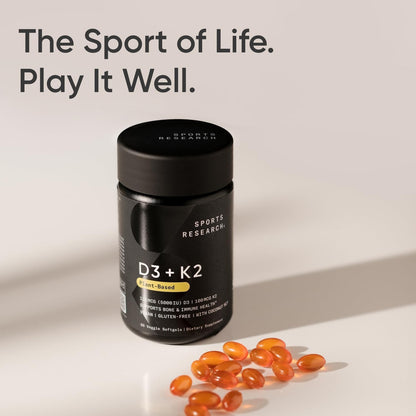 Sports Research Vegan Vitamin D3 + K2 Supplement with Organic Coconut Oil - 5000iu Sports ResearchBuy Supplements Australia