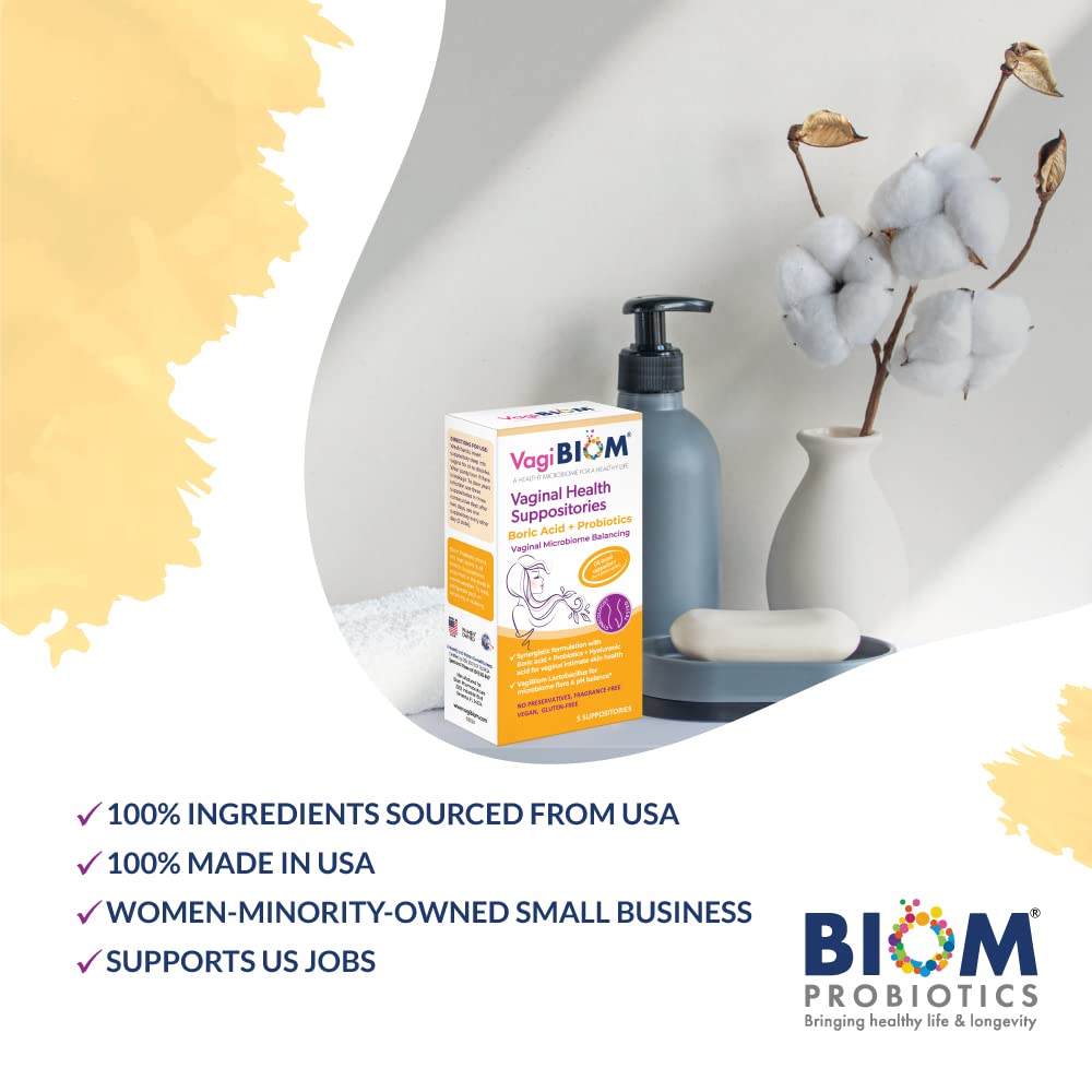 VagiBiom Boric Acid Suppositories with Lactobacillus: Microbiome Flora Balance; Balance and Nourishes VagiBiomBuy Supplements Australia