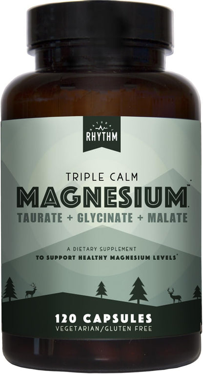 Natural Rhythm Triple Calm Magnesium Complex - 120 Capsules, Chelated Magnesium Glycinate, Taurate & Malate, High Absorption Supplement for Sleep, Stress, Muscle & Heart Support, Non-GMO, Vegan Natural RhythmBuy Supplements Australia