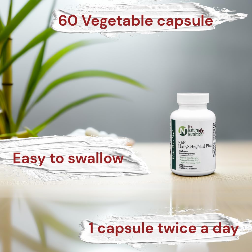 Dr's Nature & Nutrition Hair, Skin & Nail Plus Vitamin Supplement with Biotin 5000mcg, Bamboo Extract, Collagen Support - Extra Strength Beauty Supplement for Men and Women - 60 Capsules Dr's Nature & NutritionBuy Supplements Australia
