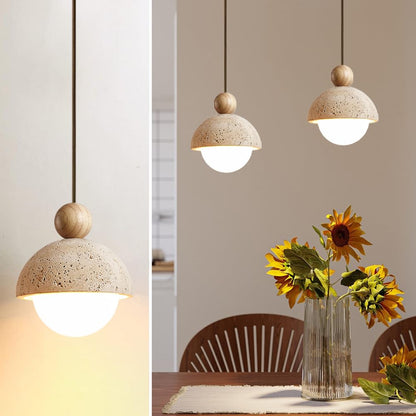 Spherical Wabi Sabi Pendant Light Natural Stone Retro Japanese Style Yellow Travertine Pendant Lighting Vintage Mini Wood Nordic Hanging Light for Kitchen Island Dining Room Bedroom Hallway Bedside OROILUPUBuy Supplements Australia