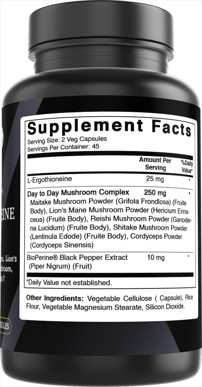 Best Naturals Day-to-Day L-Ergothioneine 25 mg with Maitake Mushrom, Lion's Mane Mushroom, Reishi Mushroom 90 Capsules Best NaturalsBuy Supplements Australia