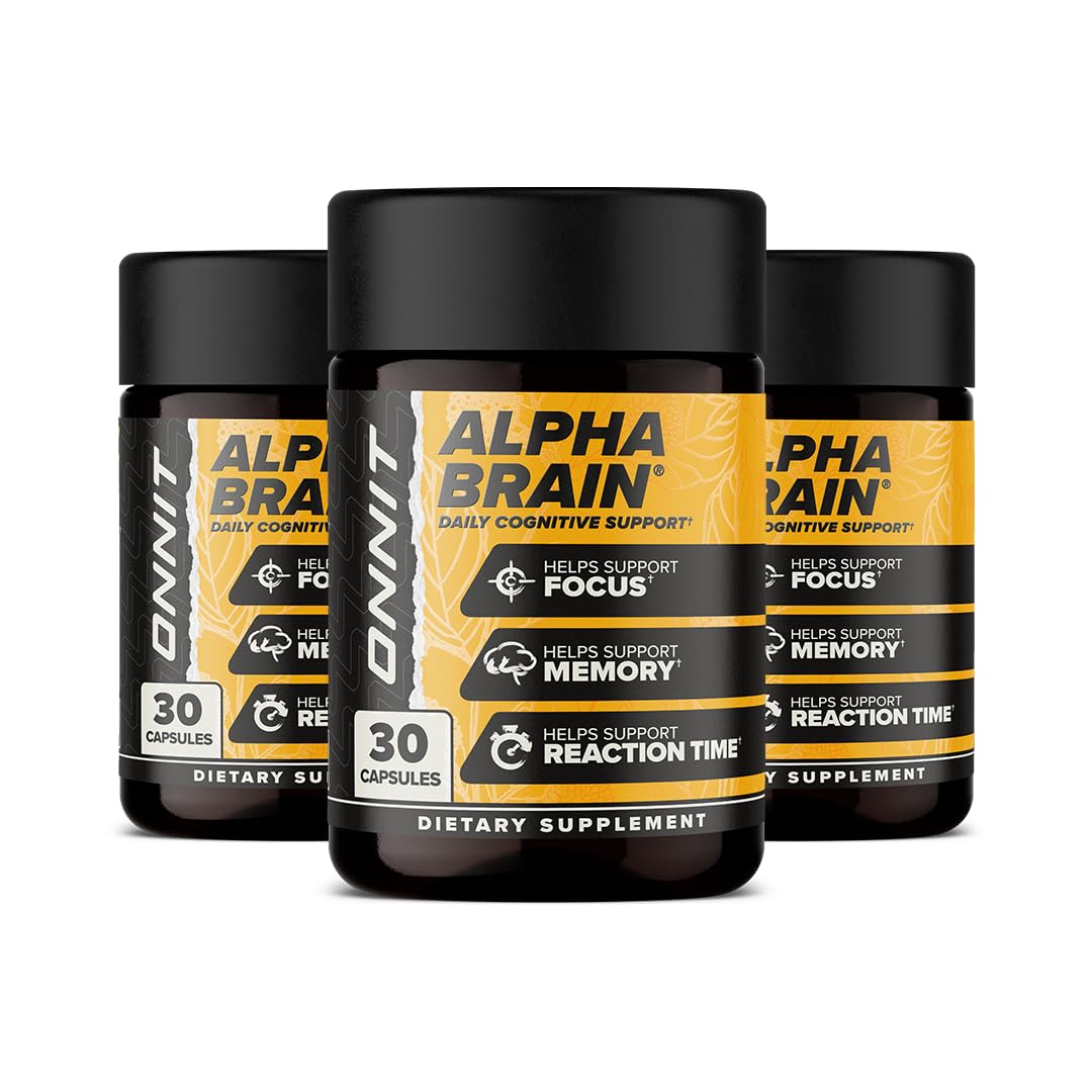 ONNIT Alpha Brain Nootropic Capsules for Men & Women, IGEN Non-GMO Tested Memory, Focus & Mental Clarity, with L-Theanine and Vitamin B6, 30 Count Each, Pack of 3 (90 Capsules) ONNITBuy Supplements Australia