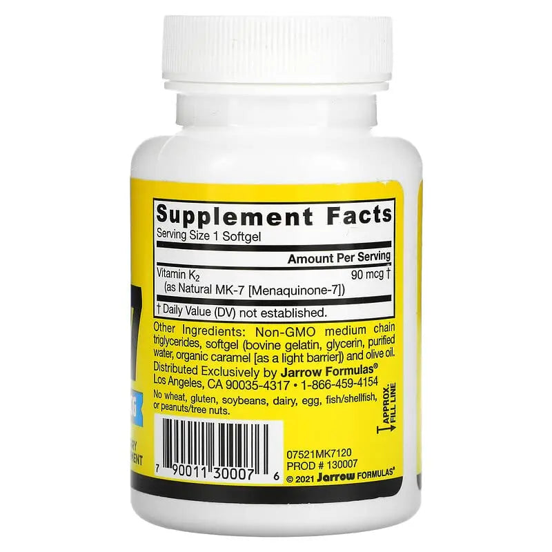 Jarrow Formulas MK-7 90 mcg - 120 Softgels, Pack of 2 - Superior Vitamin K Product for Building Strong Bones Jarrow FormulasBuy Supplements Australia