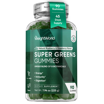 WeightWorld Super Greens Gummies - Energy, Immunity & Digestion - 45-Day Supply - Vegan Daily Greens Supplements (Moringa, Broccoli, Spinach) - Added Vitamins & Minerals - 90 Superfood Gummies WeightWorldBuy Supplements Australia