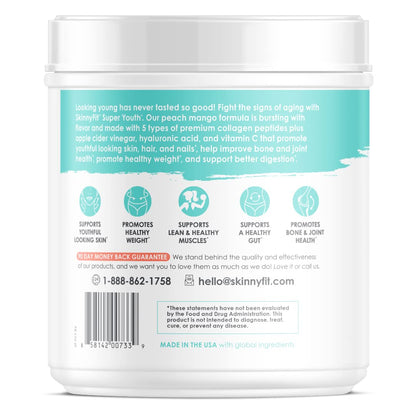 SkinnyFit Super Youth Multi-Collagen Peptides Plus Apple Cider Vinegar, Hyaluronic Acid SkinnyFitBuy Supplements Australia