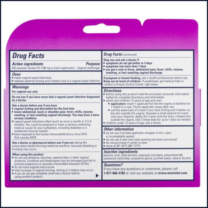 Monistat 7 Vaginal Cream with Tube Plus 7 Disposable Applicators, Anti-Fungal, For Most Vaginal Yeast MonistatBuy Supplements Australia