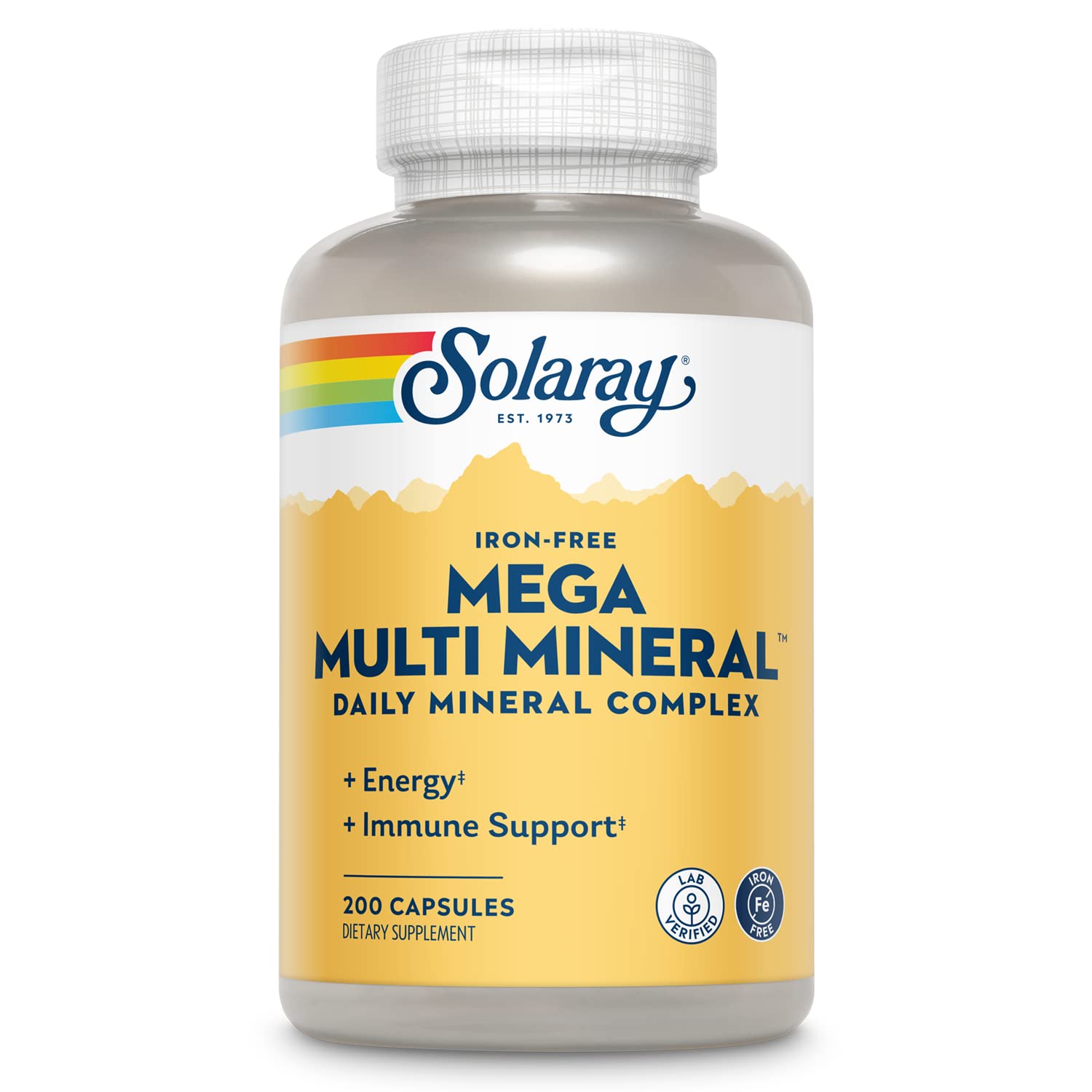 SOLARAY Mega Multi Mineral, Iron Free - Daily Mineral Supplement w/Trace Minerals, Electrolytes, Calcium, Magnesium, Zinc, Selenium, Boron -Cellular Energy, Immune Support, 60-Day Guarantee, 50 Serv SOLARAYBuy Supplements Australia