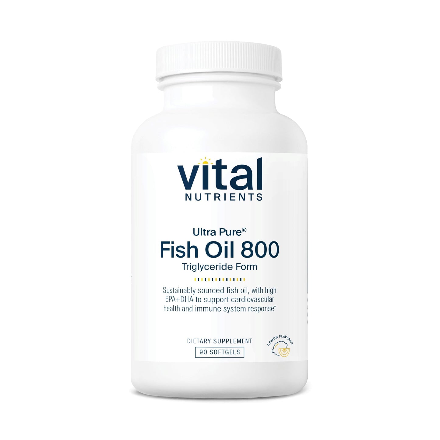 Vital Nutrients Ultra Pure® Fish Oil 800 Triglyceride Form - Heart, Brain, & Immune Health* - Sustainably Sourced High EPA & DHA Omega-3 Fatty Acid - Lemon Flavor - Gluten, Dairy, Soy Free - 90 Count Vital NutrientsBuy Supplements Australia