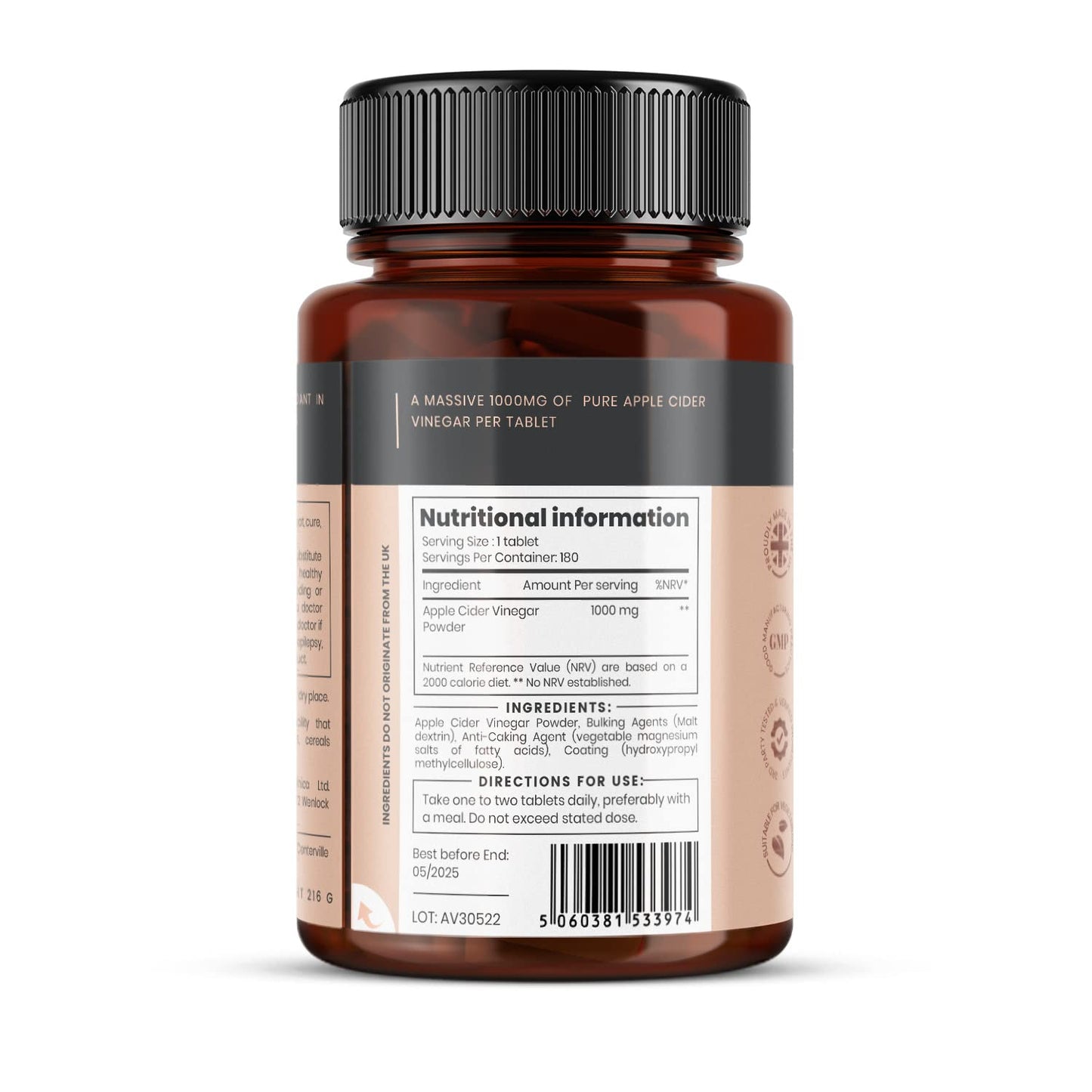 Double Strength Apple Cider Vinegar 1000mg x 180 Tablets (6 Months Supply) pureclinicaBuy Supplements Australia