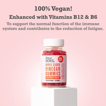 Apple Cider Vinegar Gummies with The Mother 1000mg Enhanced with Vitamin B12 & Folic Free SoulBuy Supplements Australia