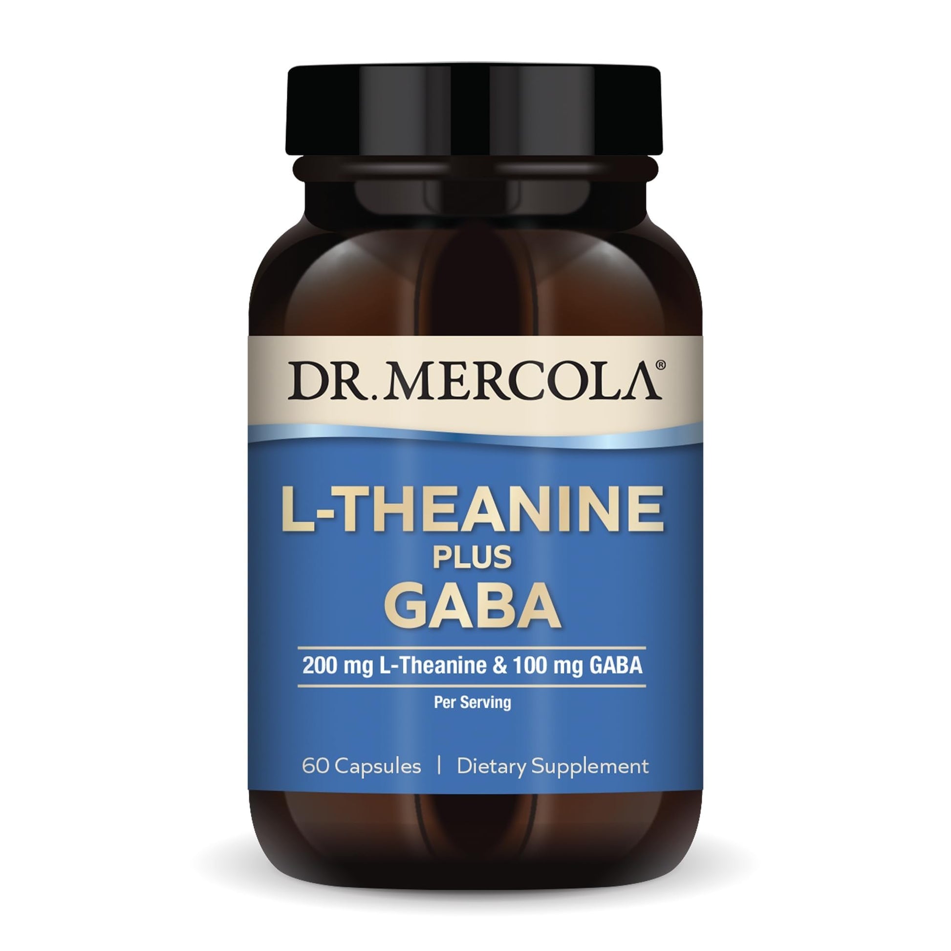 Dr. Mercola L-Theanine Plus GABA - Supports Relaxation - Focus & Cognitive Function - Stress Support Supplement - 200 mg L-Theanine - 100 mg GABA - 60 Capsules Dr. MercolaBuy Supplements Australia