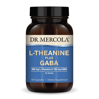 Dr. Mercola L-Theanine Plus GABA - Supports Relaxation - Focus & Cognitive Function - Stress Support Supplement - 200 mg L-Theanine - 100 mg GABA - 60 Capsules Dr. MercolaBuy Supplements Australia