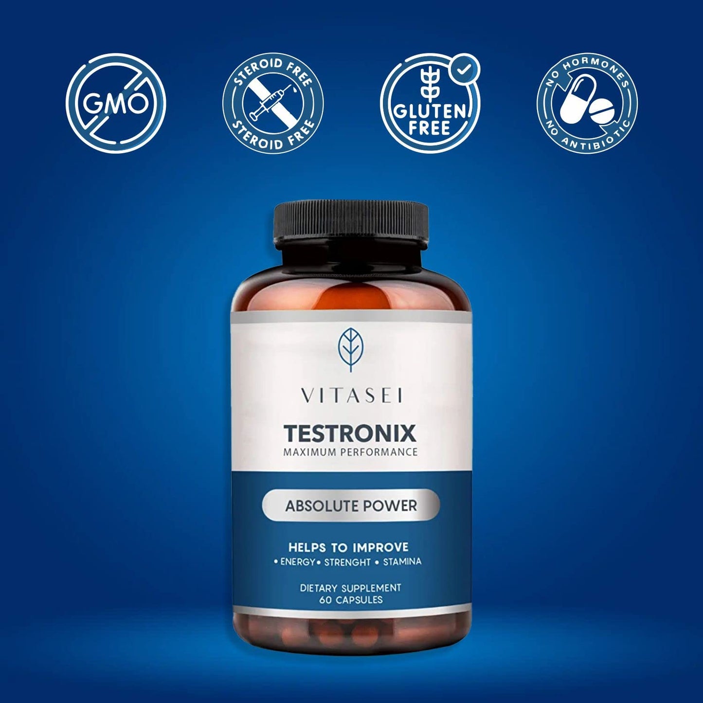 VITASEI Testronix Performance Supplement for Men - Energy and Muscle Supplements for Mens Health - 60 Capsules (Pack of 2) VITASEIBuy Supplements Australia