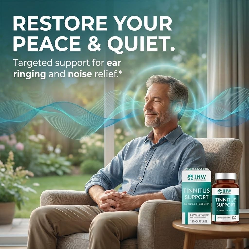 IHW Tinnitus Relief for Ringing Ears, 1200mg Tinnitus Relief Supplement, 120 Capsules, with Vitamin B Complex & C, Reduces Ringing in Ears, Promotes Hearing Wellness & Comfort IHWBuy Supplements Australia