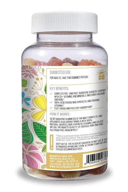 ACTIF Organic Bariatric Gummies with 25+ Organic Vitamins and Minerals for Bariatric Surgery, Advanced Formula ACTIF