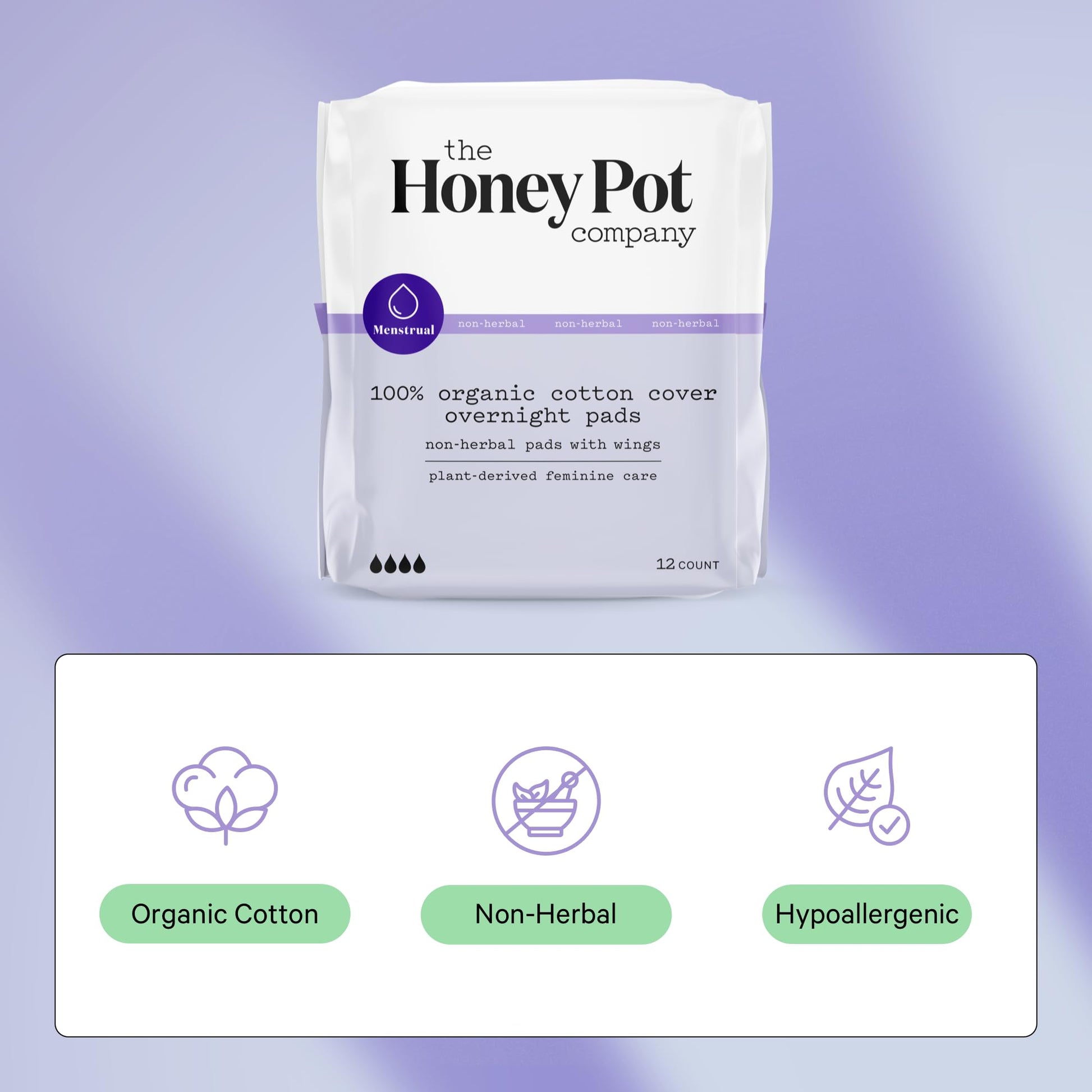 The Honey Pot Company - Non-Herbal Overnight Pads with Wings - Organic Pads for Women The Honey Pot CompanyBuy Supplements Australia