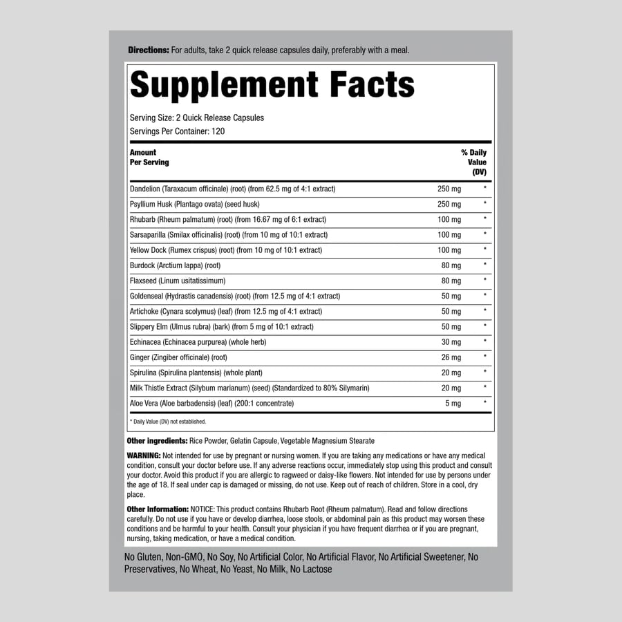 Piping Rock Detox Cleanse Capsules | 240 Pills | Herbal Complex | Lean Formula Piping RockBuy Supplements Australia