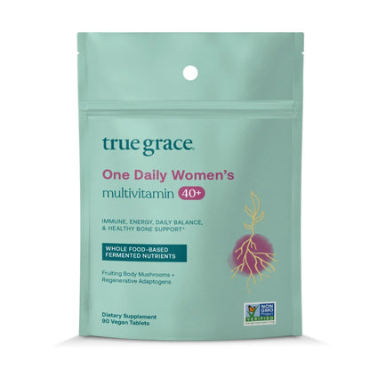 True Grace One Daily Women’s Multivitamin 40+ Fermented Minerals, Organic Adaptogens & Mushrooms Energy, Immune, Bone Support True Grace