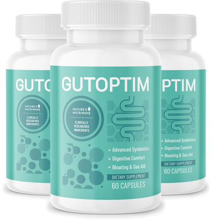 GutOptim Probiotic & Prebiotic Capsules | Pre and Probiotics for Synbiotic Gut Health & Bloating Relief for Women & Men | Enzyme with Probiotics for Digestive Health | Non-GMO, 60 Ct, 3 Month Supply Nature’s NutriWaveBuy Supplements Australia
