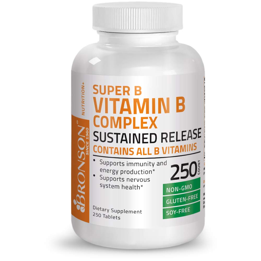 Bronson Super B Vitamin B Complex Sustained Slow Release Vitamin B1, B2, B3, B6, B9 BronsonBuy Supplements Australia