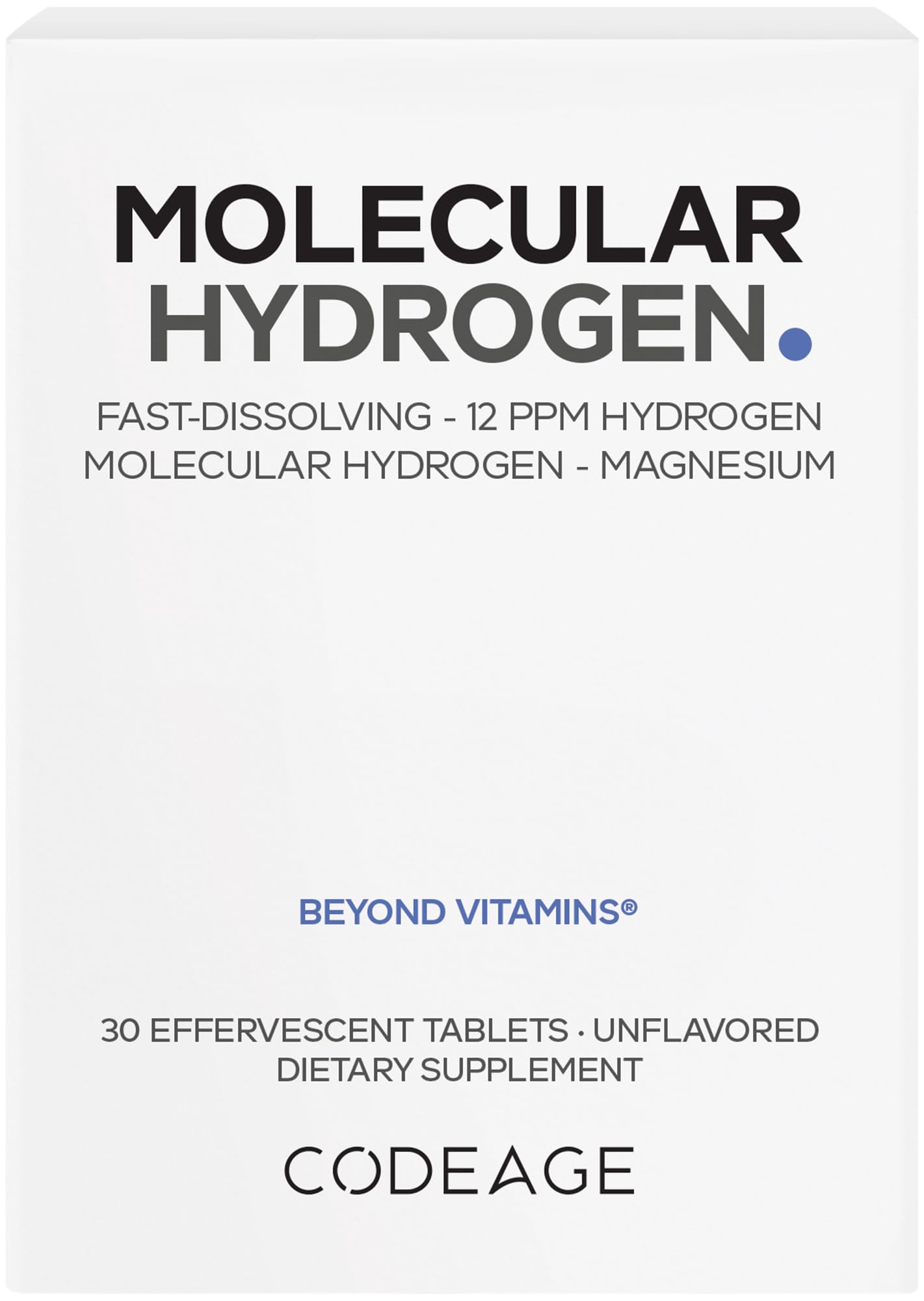 Codeage Molecular Hydrogen Supplement - Fast-Dissolving 12 PPM Hydrogen Water Tablets with Elemental Magnesium - Hydration Tablet Body Function - Unflavored, Vegan, Non-GMO, Gluten-Free - 30 Tablets CodeageBuy Supplements Australia