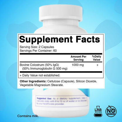 Vitamatic Bovine Colostrum Supplement 1000 mg per Serving - 50% Highest IgG - Supplement for Gut Health, Hair Growth, Beauty, Muscle Recovery, & Immune Support - 120 Capsules - 2 Pack VitamaticBuy Supplements Australia