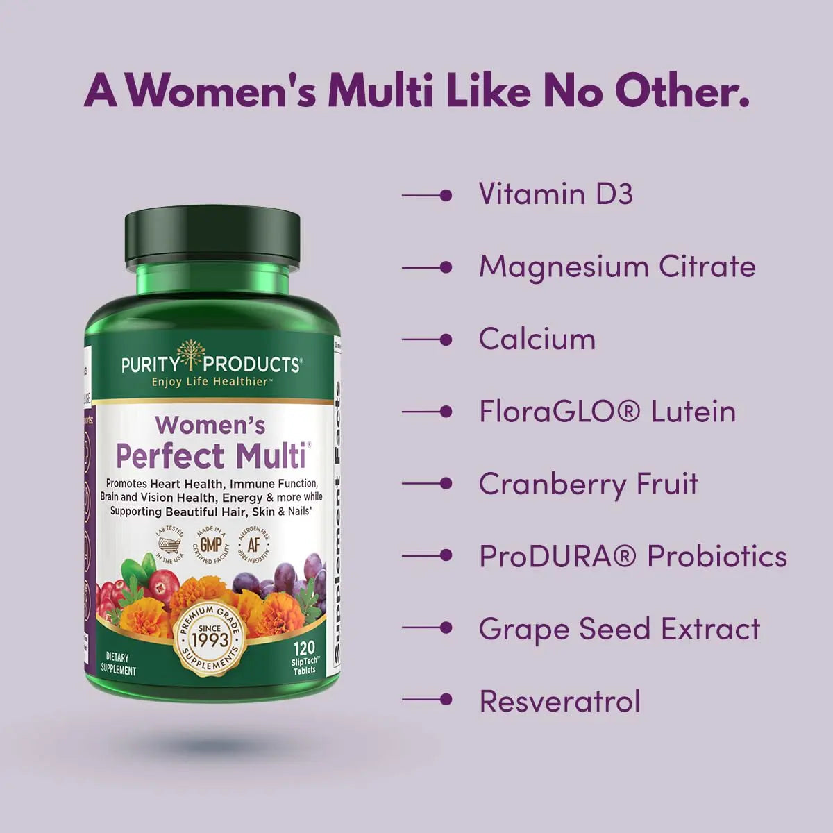 Purity Products Women’s Perfect Multi Balanced Multivitamin - Supports Urinary Tract Health, Immune, Bone + Muscle, Hair, Skin, Nails Purity Products