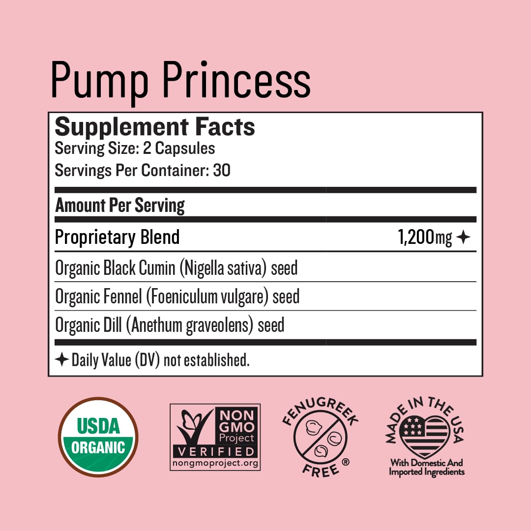 Legendairy Milk Pump Princess Lactation Supplement - Breastfeeding Supplements for Milk Supply Increase and Milkflow - Organic Black Cumin