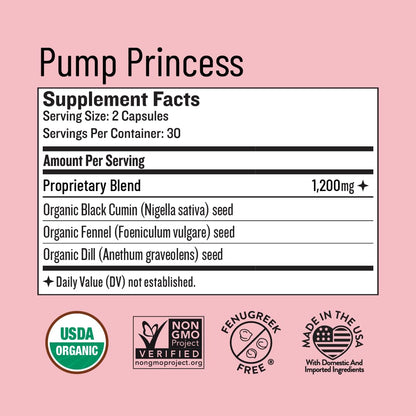 Legendairy Milk Pump Princess Lactation Supplement - Breastfeeding Supplements for Milk Supply Increase and Milkflow - Organic Black Cumin