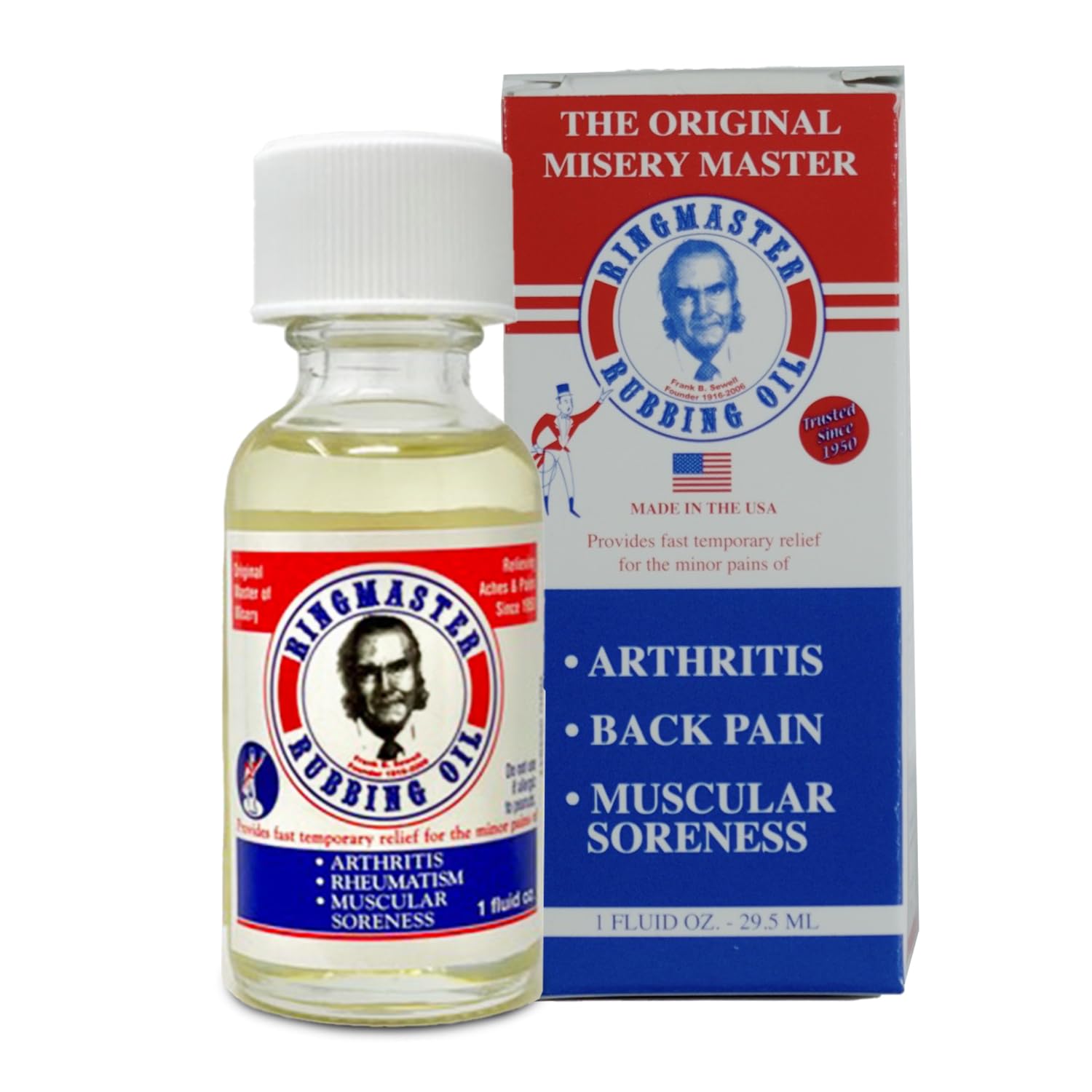 Ringmaster Rubbing Oil Pain Relief Since 1950 Made in USA for Arthritis, Rheumatism, Muscular Joint Soreness (1 oz) Ringmaster Rubbing OilBuy Supplements Australia
