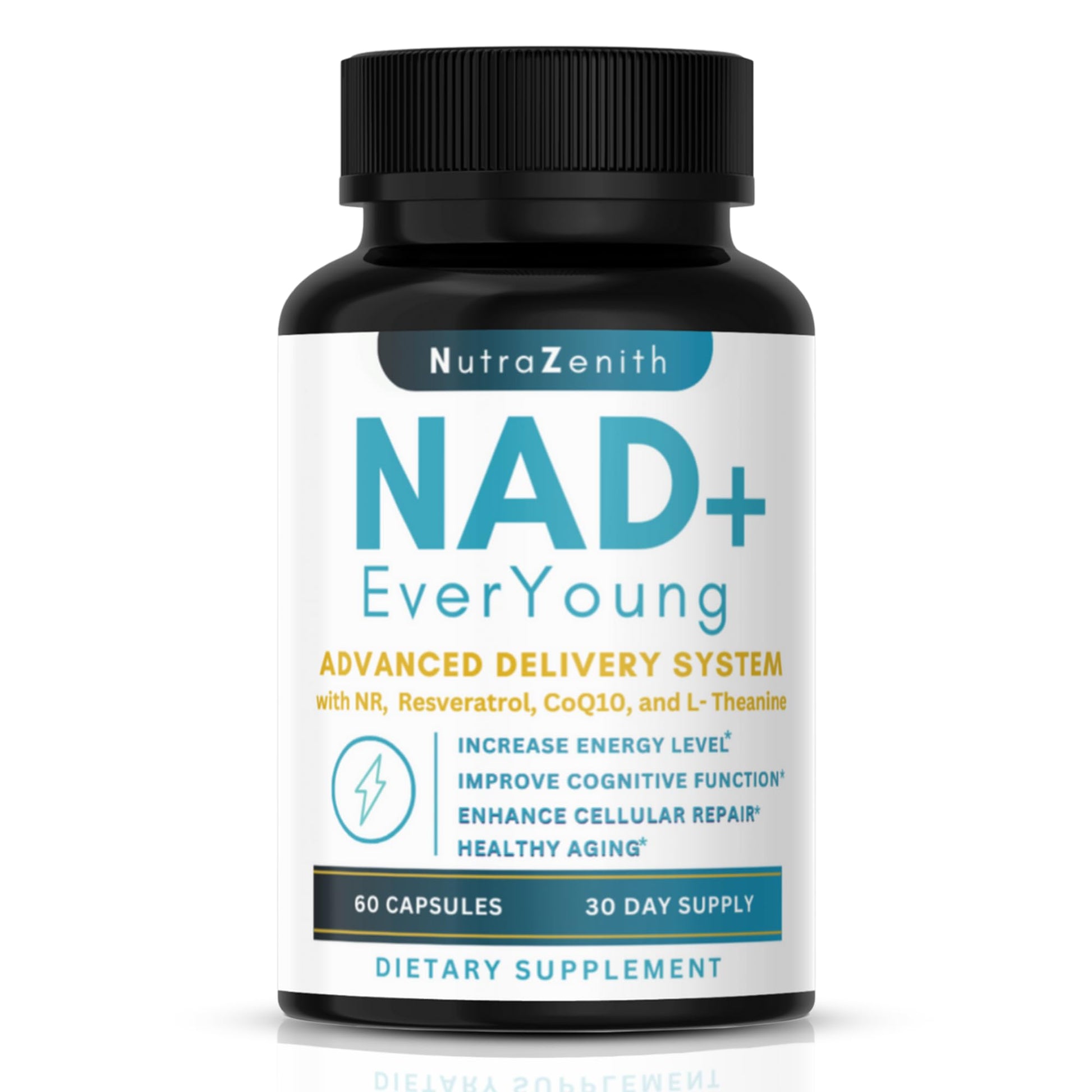 NAD+ Supplement with Nicotinamide Riboside (NMN Alternative), CoQ10 & Resveratrol – 60 Capsules for Healthy Aging Support, Energy Boost & Cognitive Function Enhancement – Cellular Renewal & Vitality Arazo NutritionBuy Supplements Australia